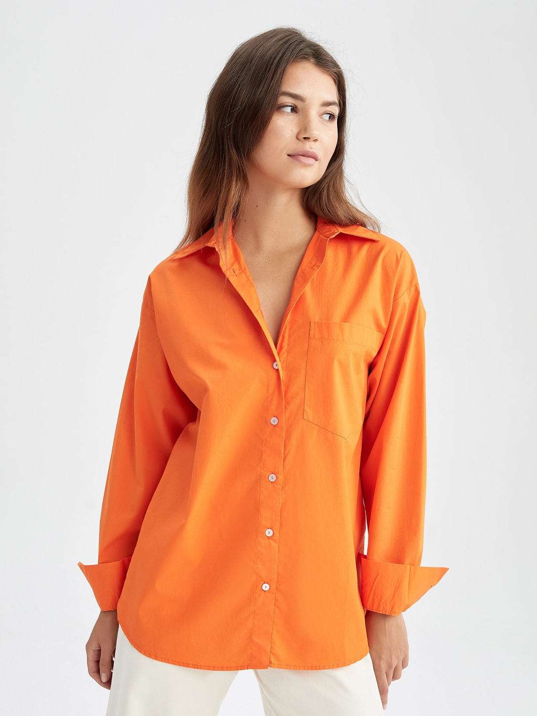 

DeFacto Pure Linen Casual Shirt, Orange