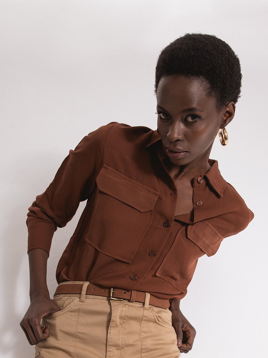 

DeFacto Women Opaque Casual Shirt, Brown