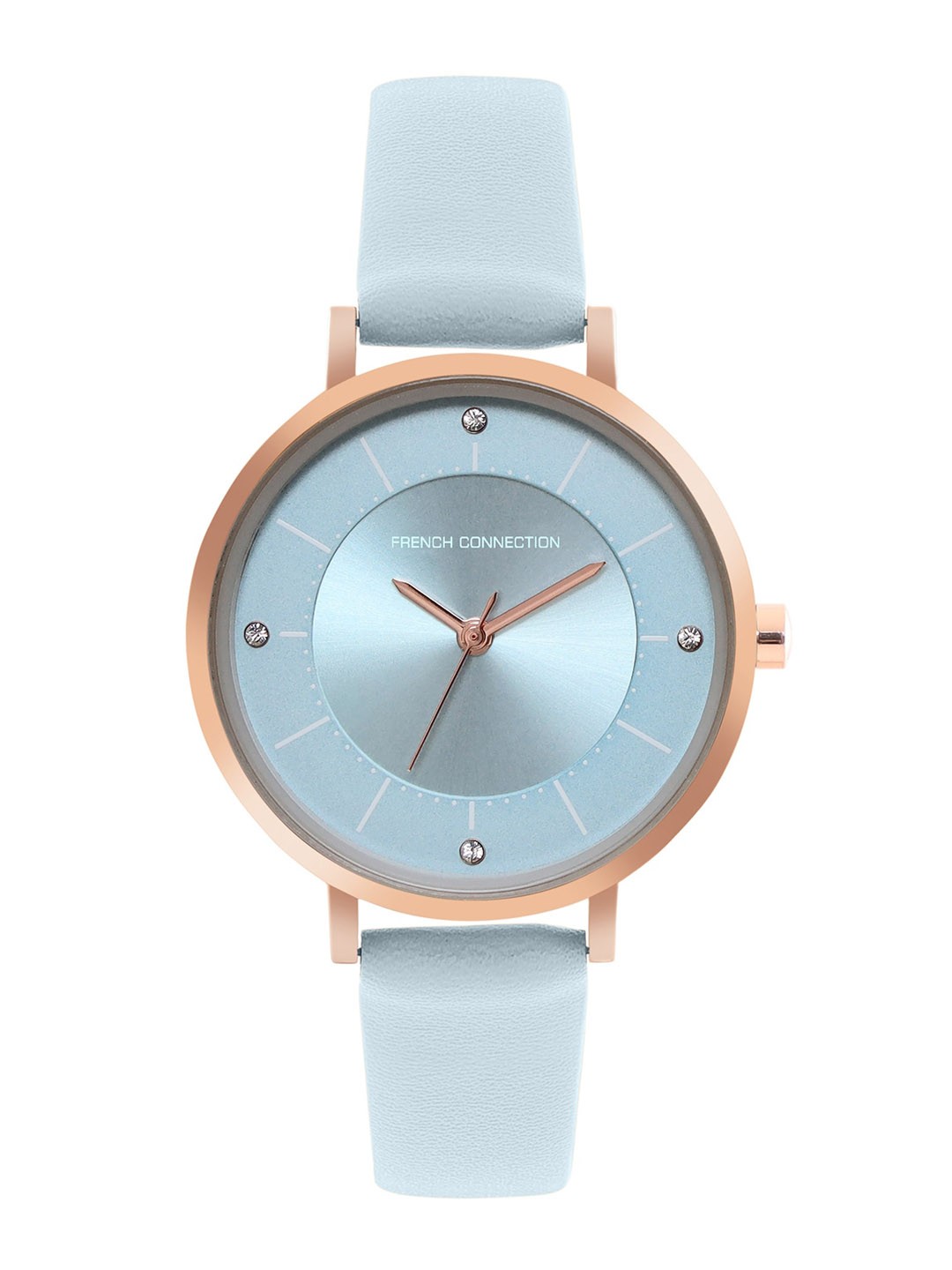 

French Connection Women Embellished Dial & Leather Straps Analogue Watch FCN00010K, Blue