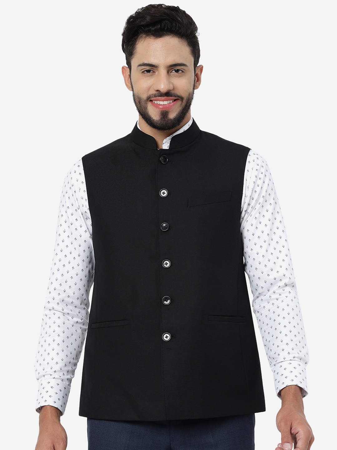 

MODI JACKET Men Woollen Nehru Jacket, Black