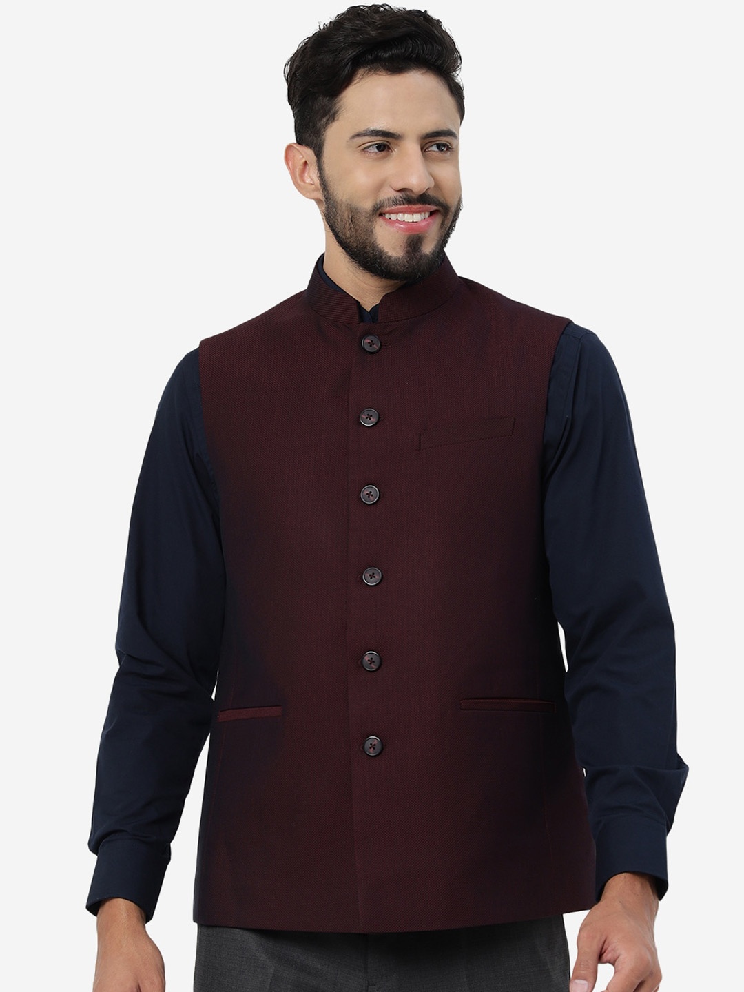 

MODI JACKET Men Woollen Nehru Jacket, Maroon