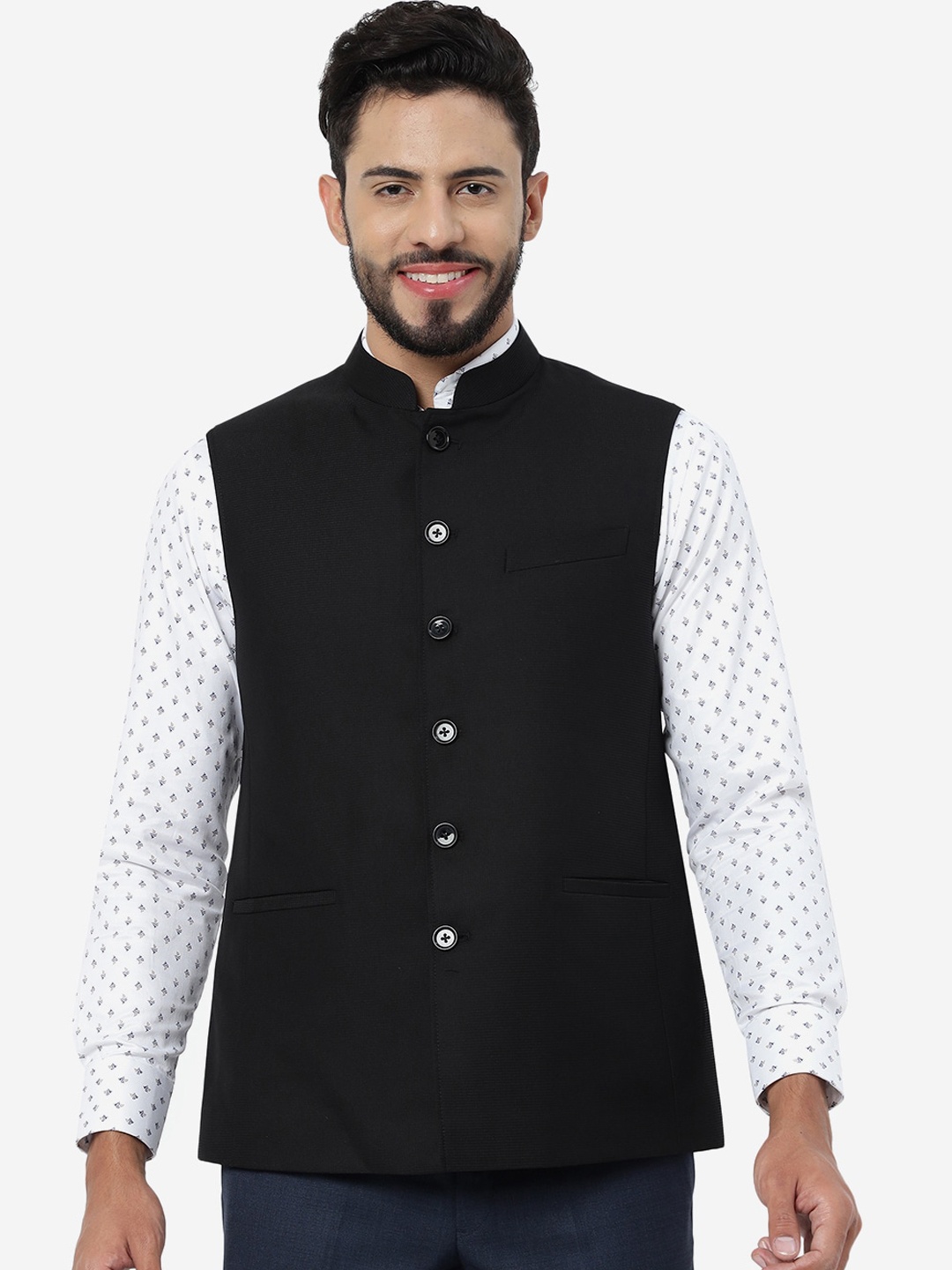 

MODI JACKET Men Woollen Nehru Jacket, Black