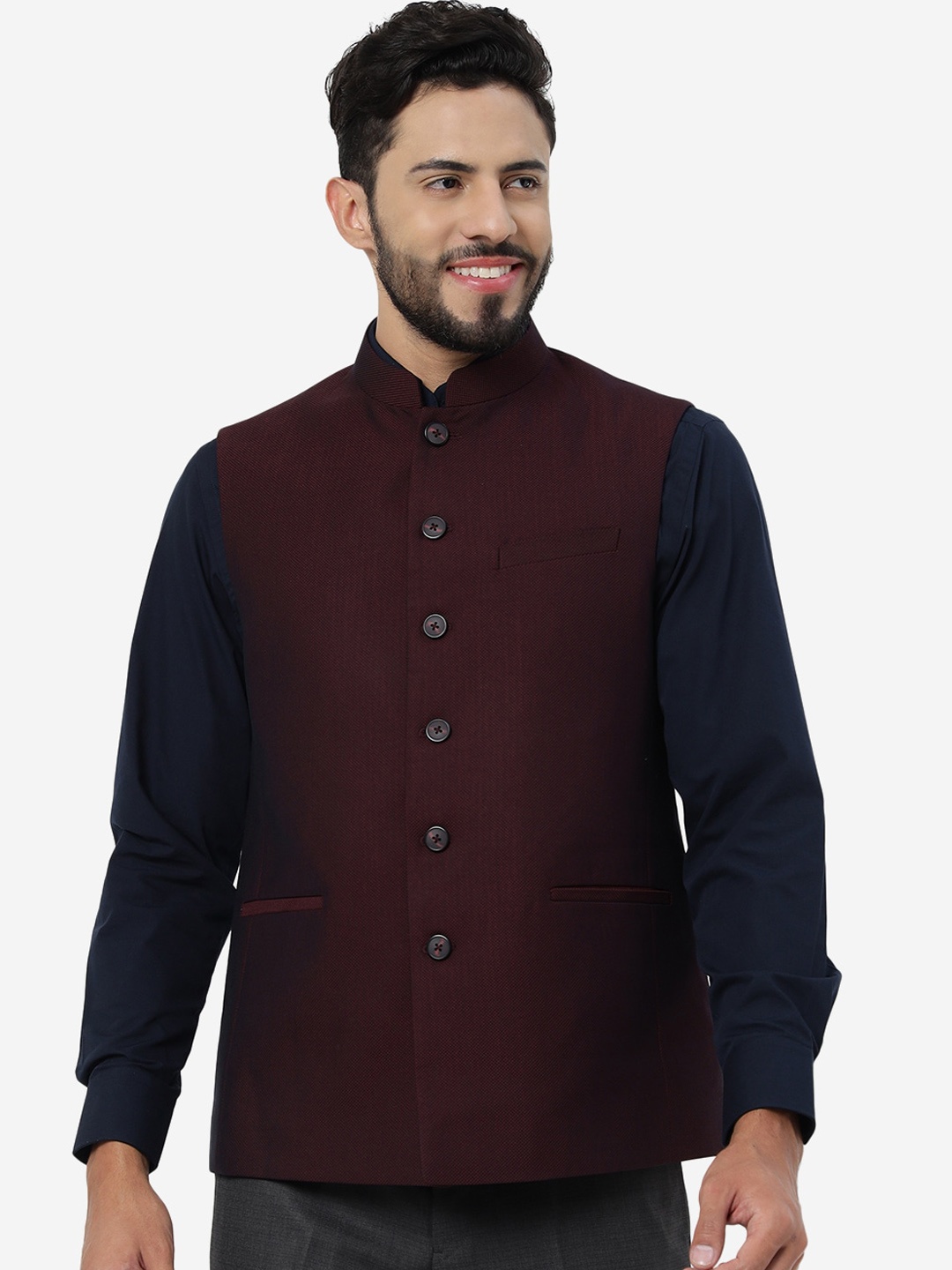 

MODI JACKET Men Woollen Nehru Jacket, Maroon
