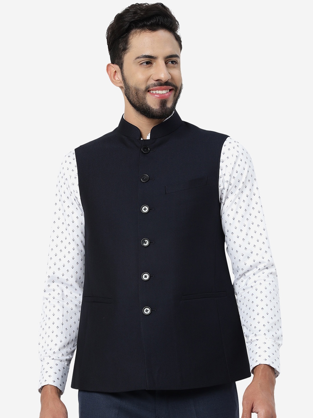 

MODI JACKET Men Woollen Nehru Jacket, Blue