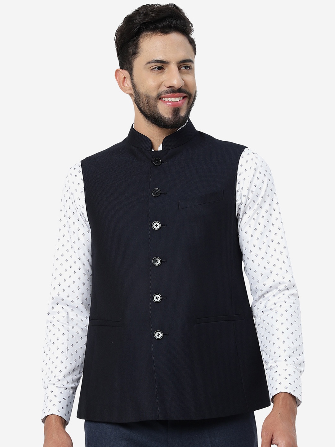 

MODI JACKET Men Woollen Nehru Jacket, Blue