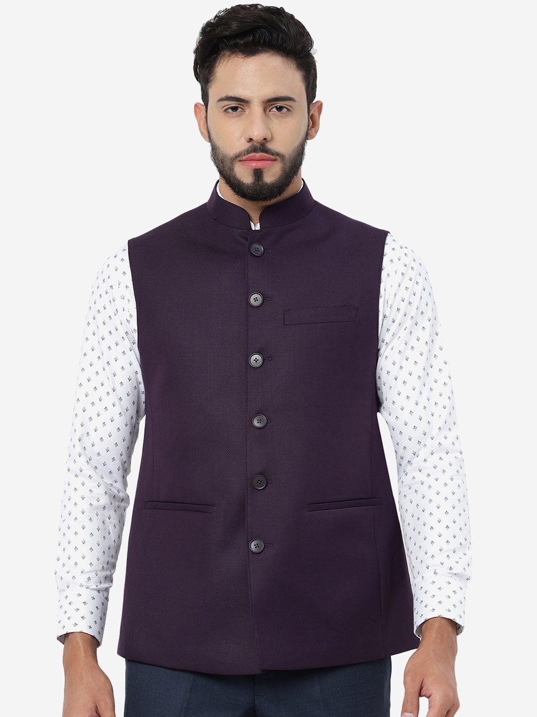 

MODI JACKET Mandarin Collar Formal Nehru Modi Jacket, Purple