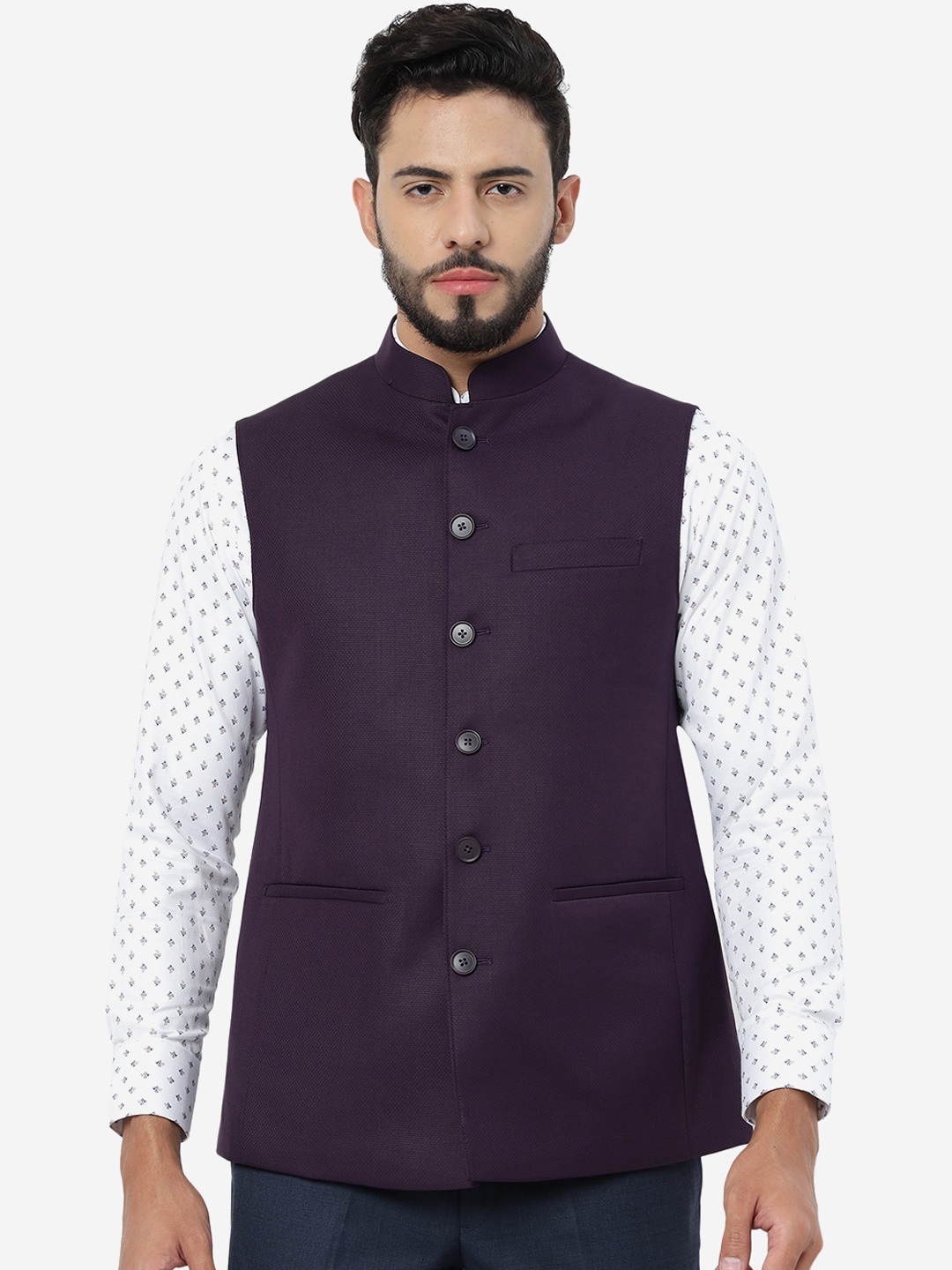 

MODI JACKET Mandarin Collar Formal Nehru Modi jacket, Purple