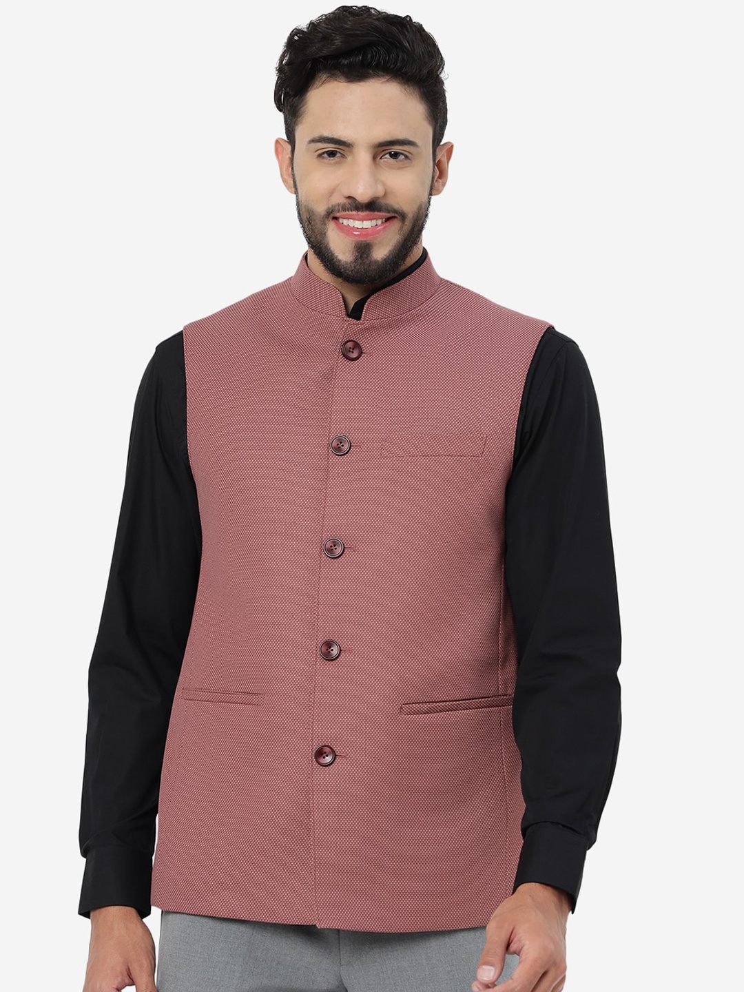 

MODI JACKET Mandarin Collar Formal Nehru Modi jacket, Pink