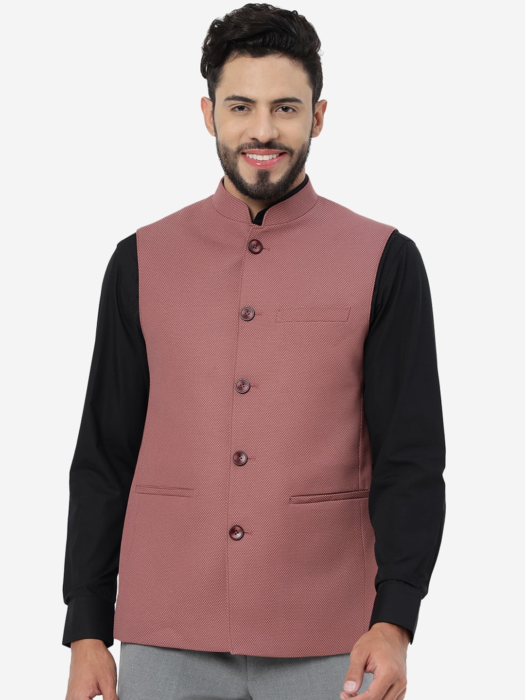 

MODI JACKET Mandarin Collar Formal Nehru Modi jacket, Pink