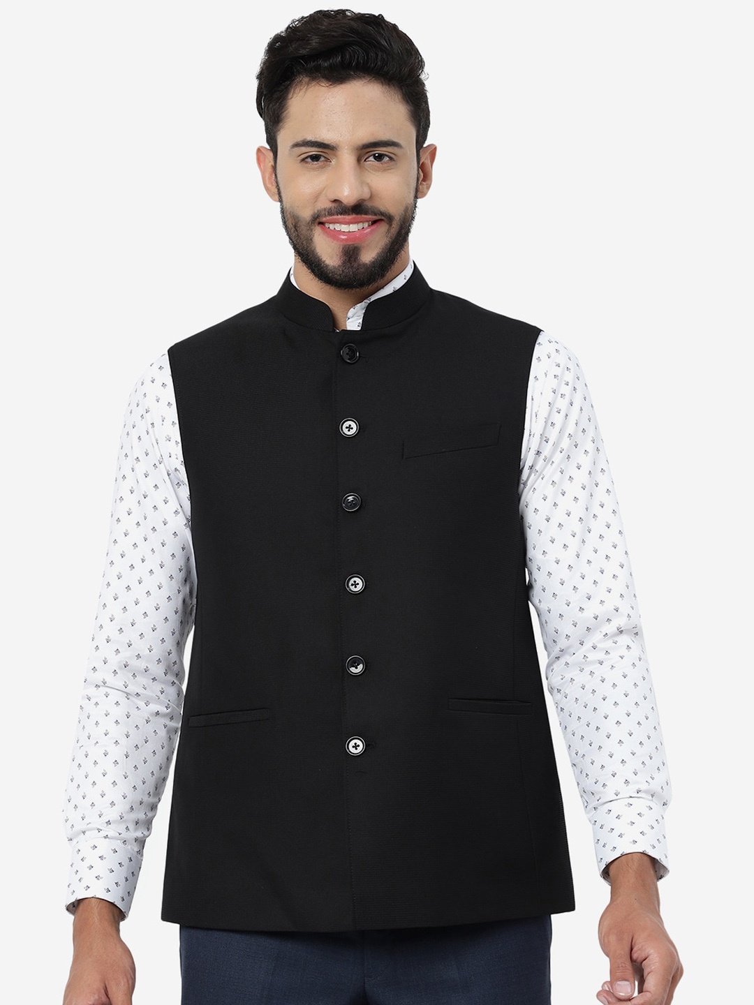 

MODI JACKET Mandarin Collar Formal Nehru Modi jacket, Black