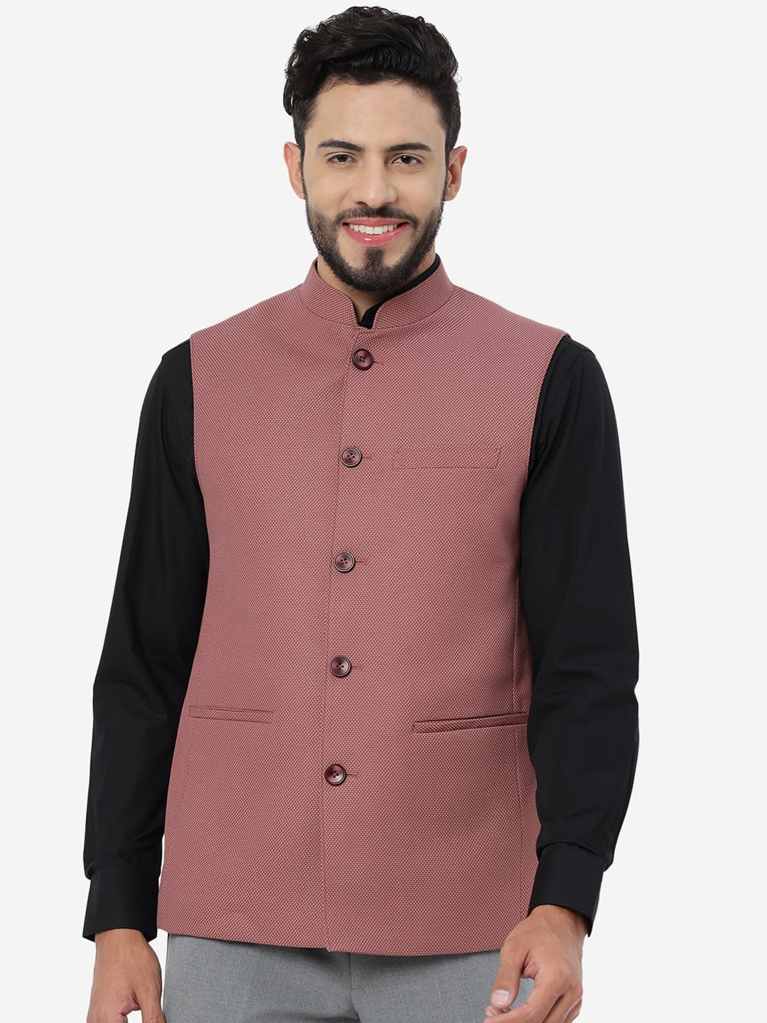 

MODI JACKET Mandarin Collar Formal Nehru Modi jacket, Pink