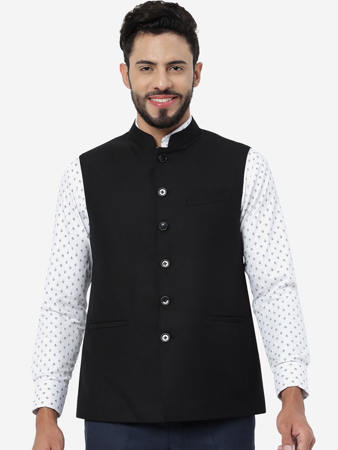 

MODI JACKET Mandarin Collar Formal Nehru Modi jacket, Black