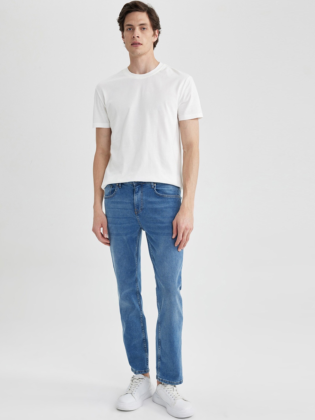 

DeFacto Men Mid Rise Cotton Trousers, Blue