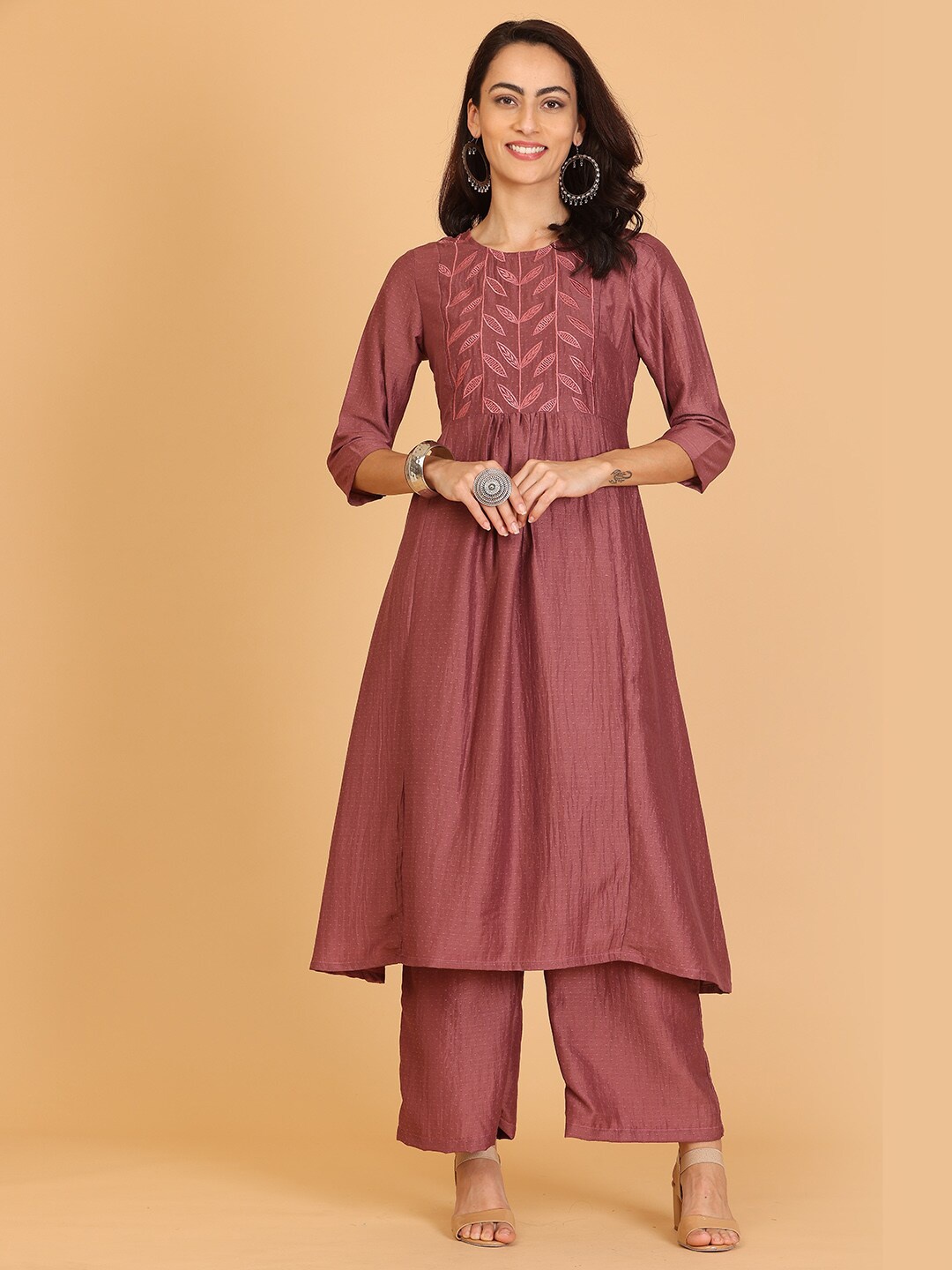 

KAANCHIE NANGGIA Empire A-Line Kurta With Palazzos, Brown
