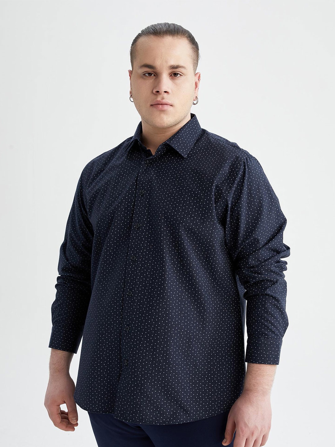 

DeFacto Printed Opaque Casual Shirt, Navy blue