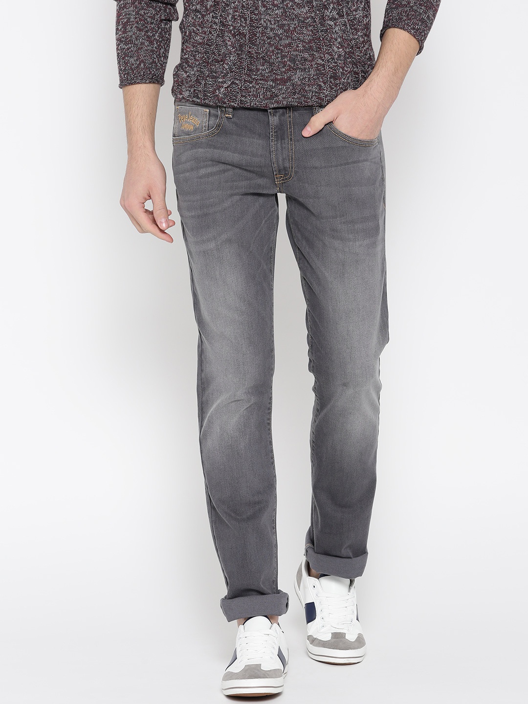 

Pepe Jeans Men Grey Dawson Slim Fit Low-Rise Clean Look Stretchable Jeans