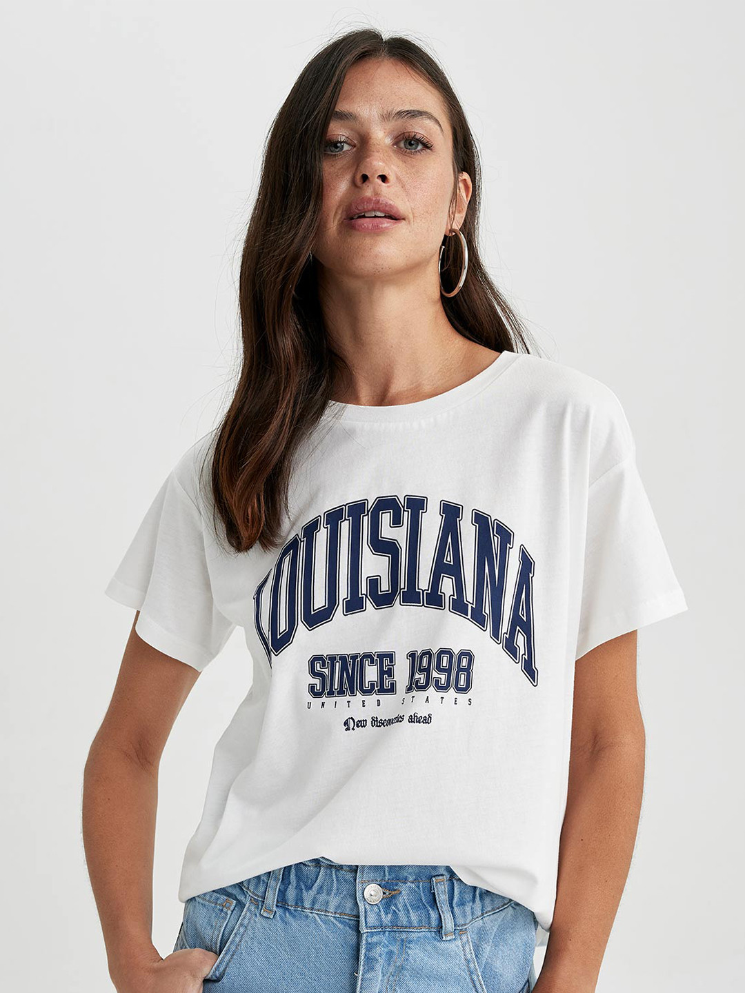 

DeFacto Typography Printed Cotton T-Shirt, White