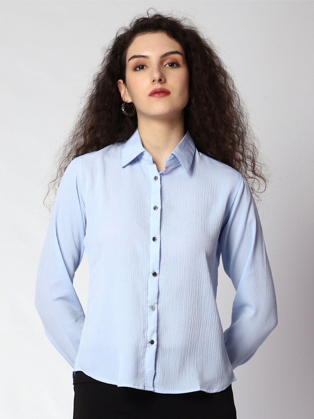 

Urban Komfort Women Modern Opaque Formal Shirt, Blue