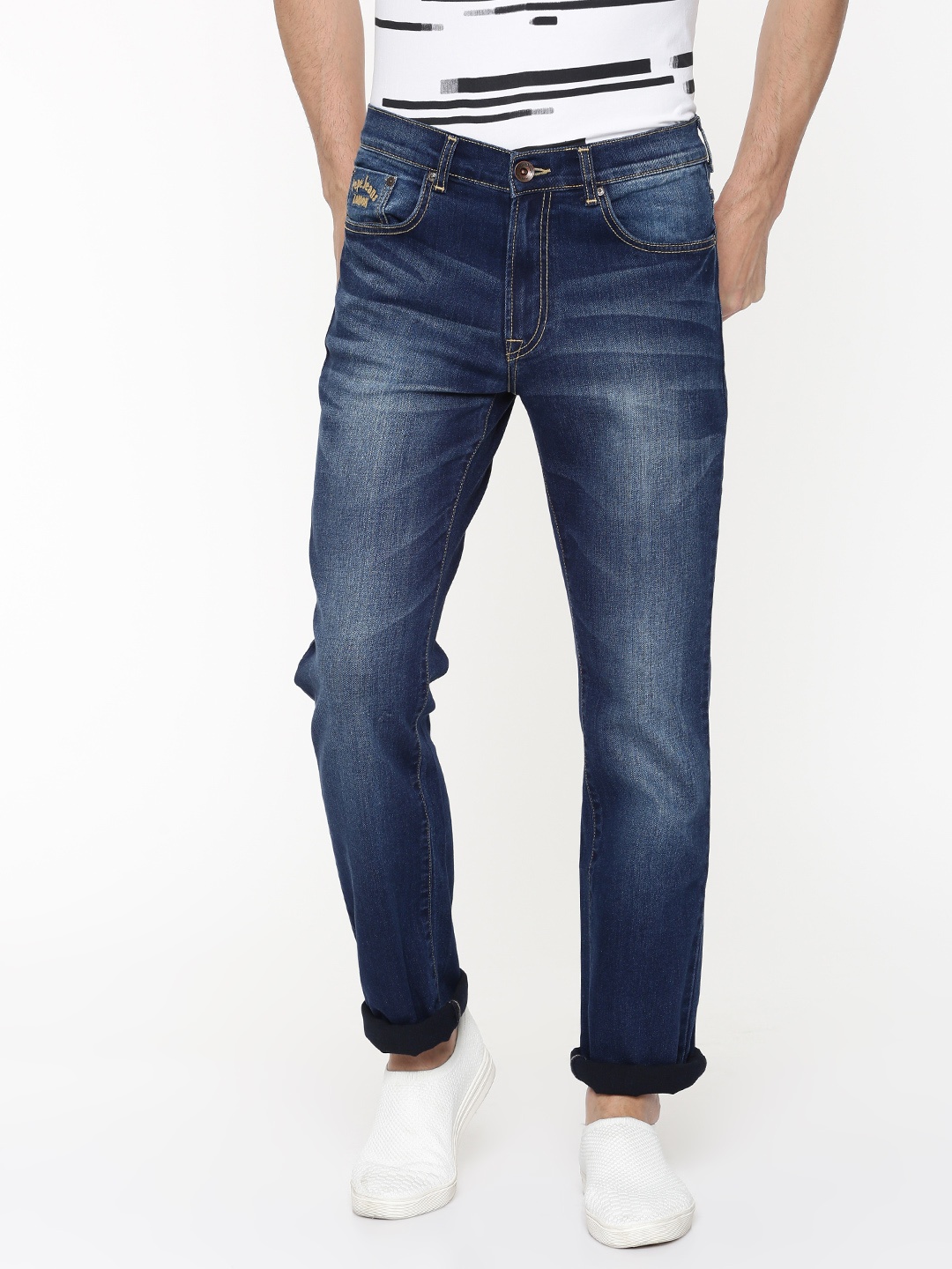 

Pepe Jeans Men Blue Holborne Regular Fit Low-Rise Clean Look Stretchable Jeans