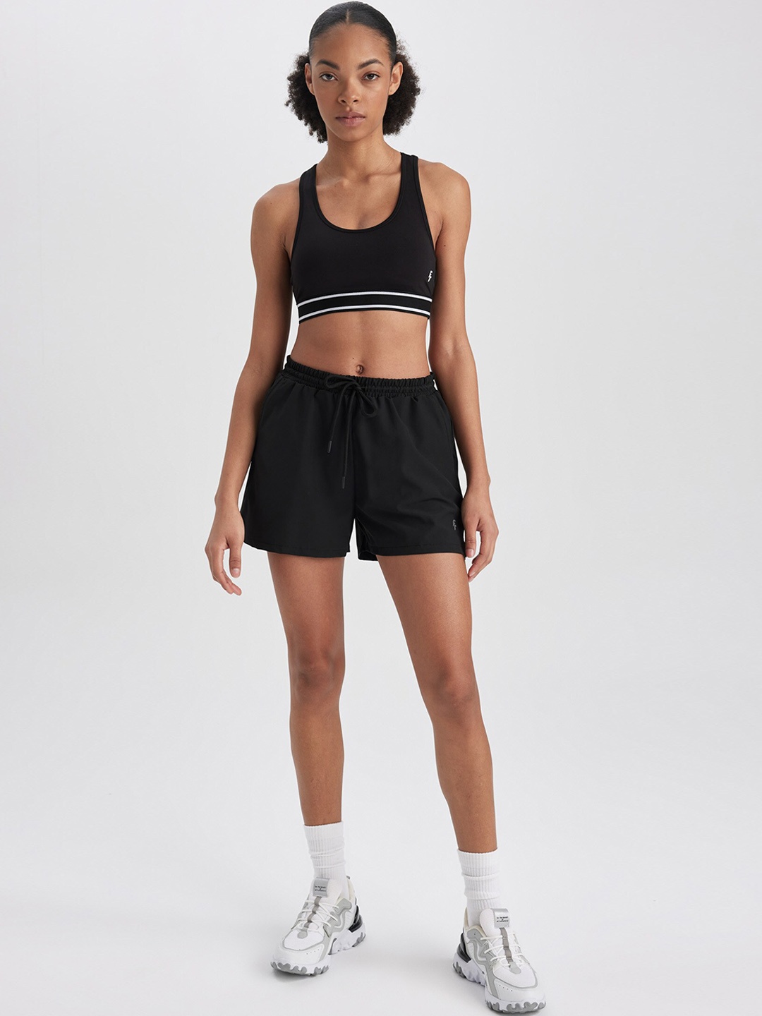 

DeFacto Women Mid Raise Above Knee Length Sports Shorts, Black