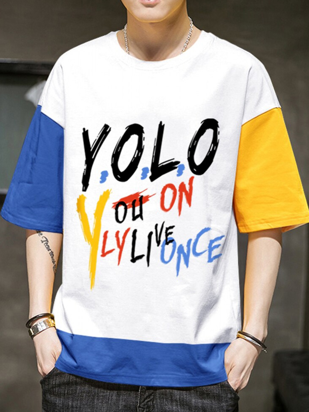 

Eyebogler Typography Printed Cotton Oversized T-shirt, White