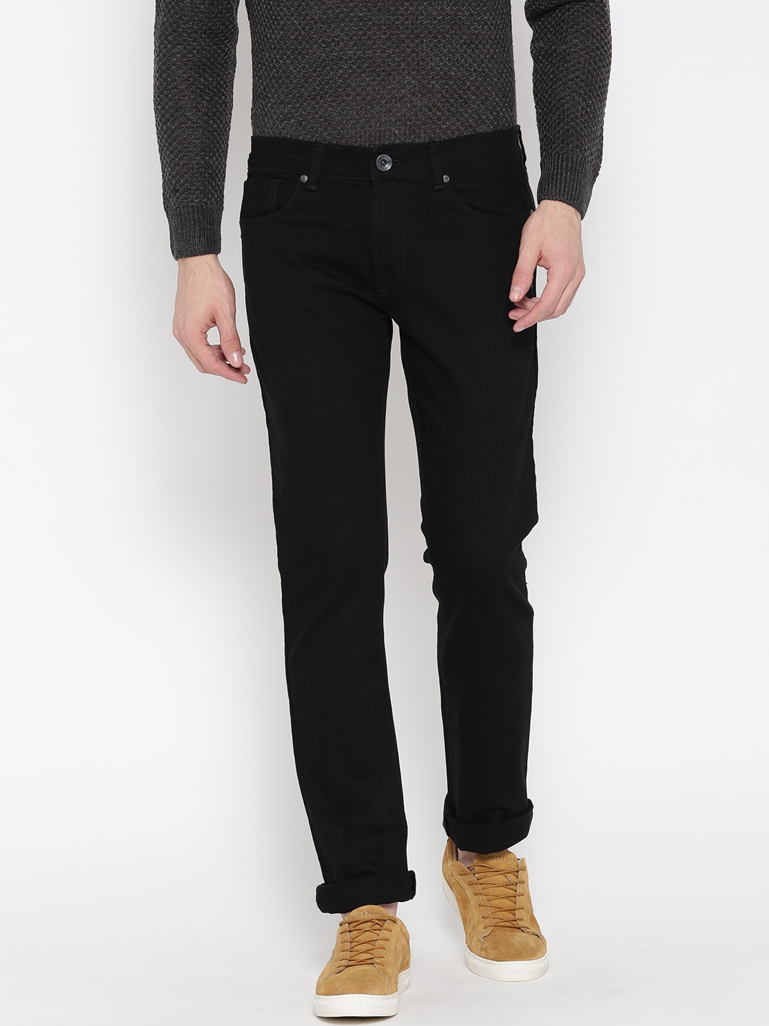 

Pepe Jeans Men Black Soho Super-Slim Fit Low-Rise Clean Look Stretchable Jeans