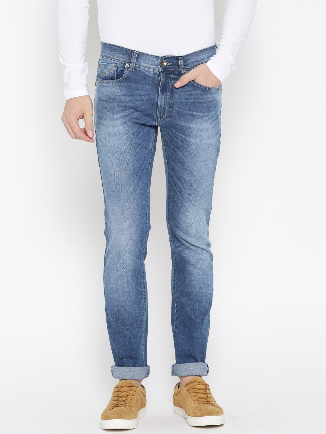 

Pepe Jeans Men Blue Soho Super-Slim Fit Low-Rise Clean Look Stretchable Jeans