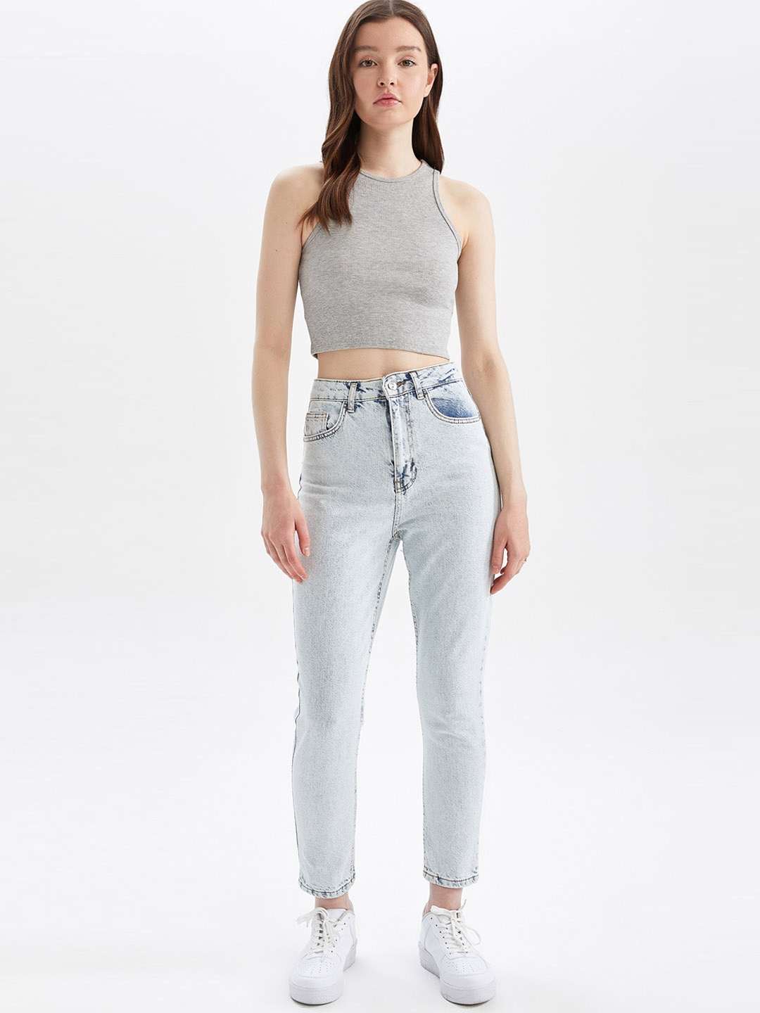 

DeFacto Women Regular Fit Mid Raise Cropped Jeans, Grey