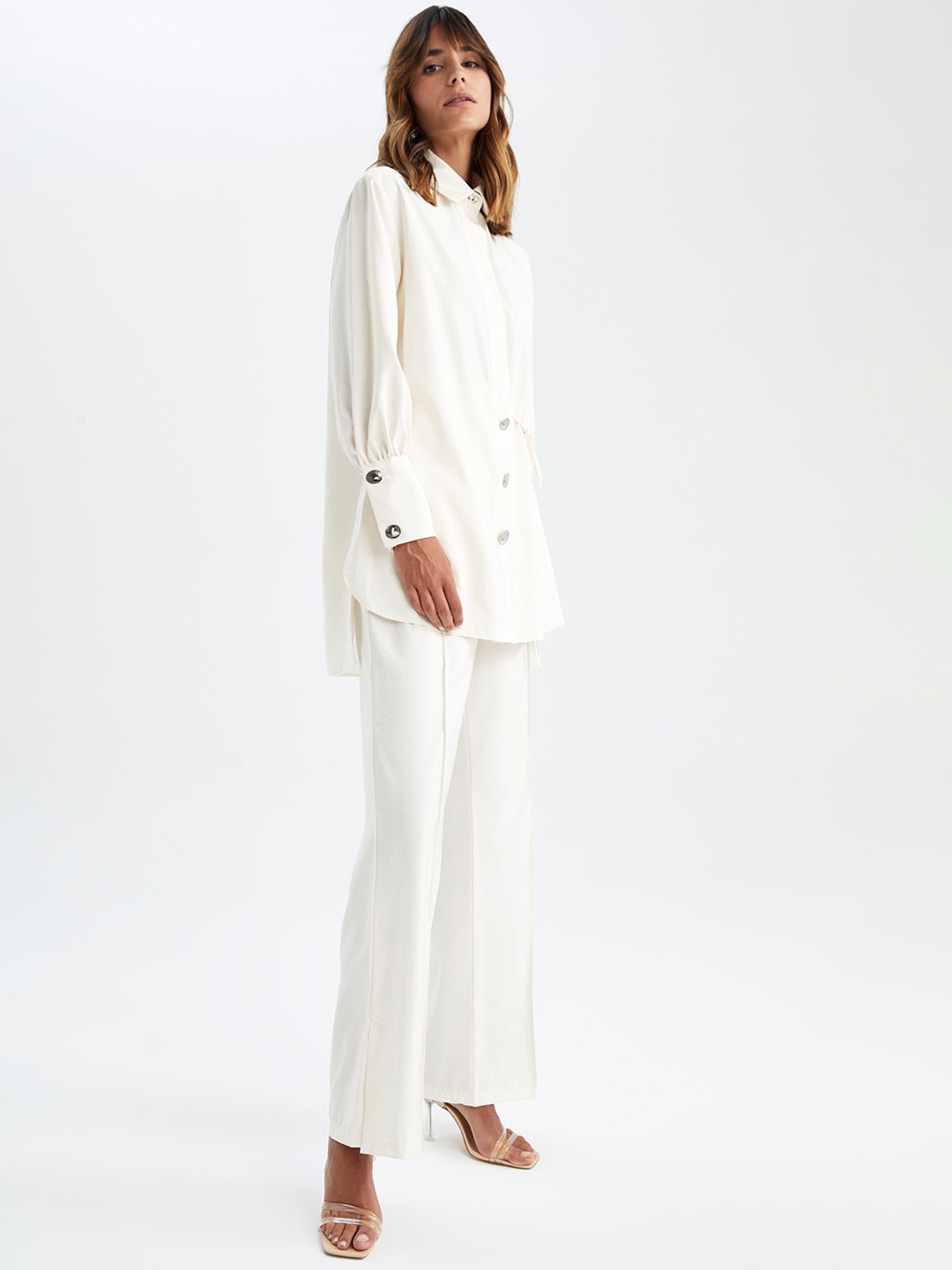 

DeFacto Women Straight Fit Parallel Trousers, White