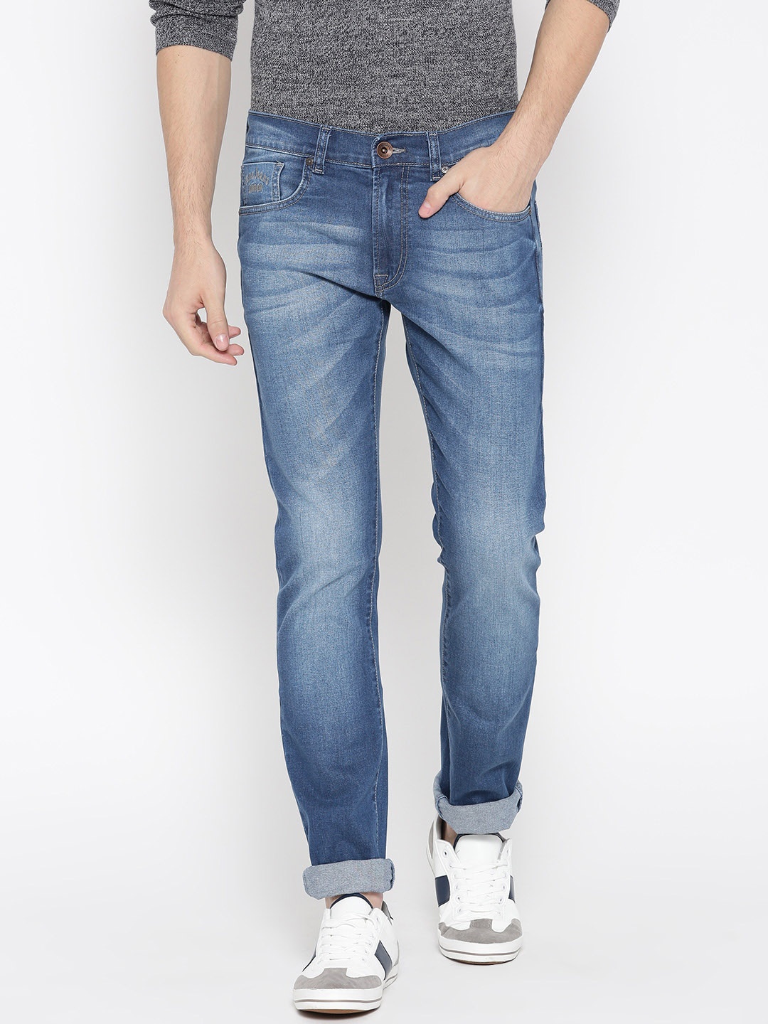 

Pepe Jeans Men Blue Vapour Slim Fit Low-Rise Clean Look Stretchable Jeans