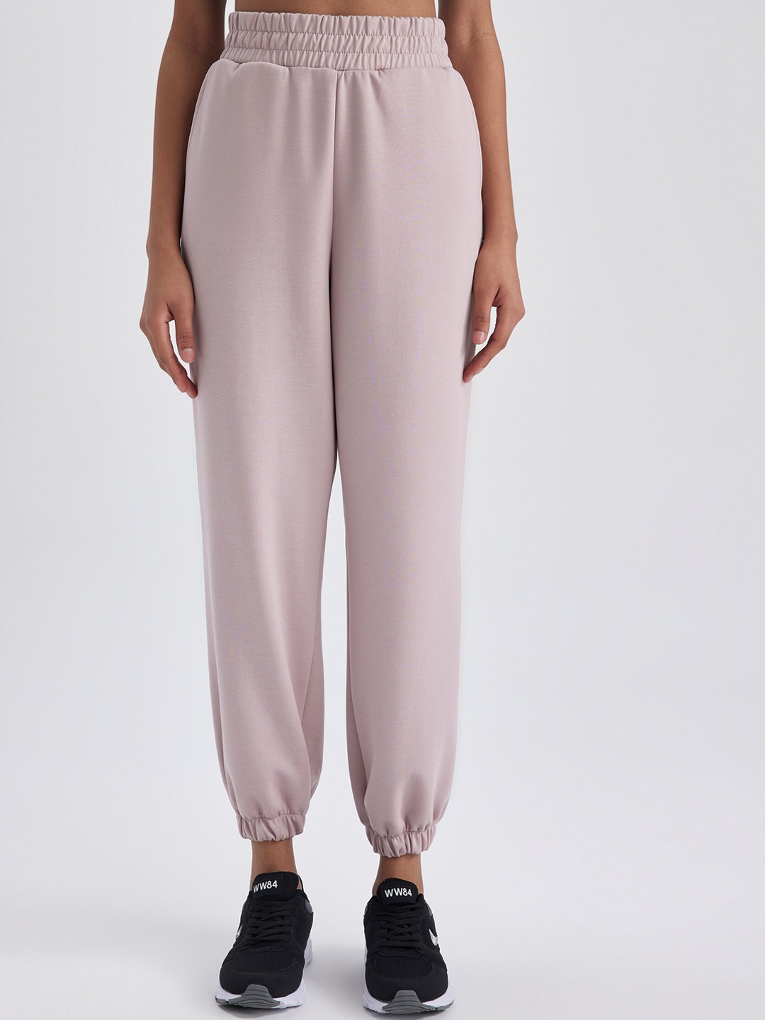 

DeFacto Women Mid-Rise Casual Knitted Joggers, Pink