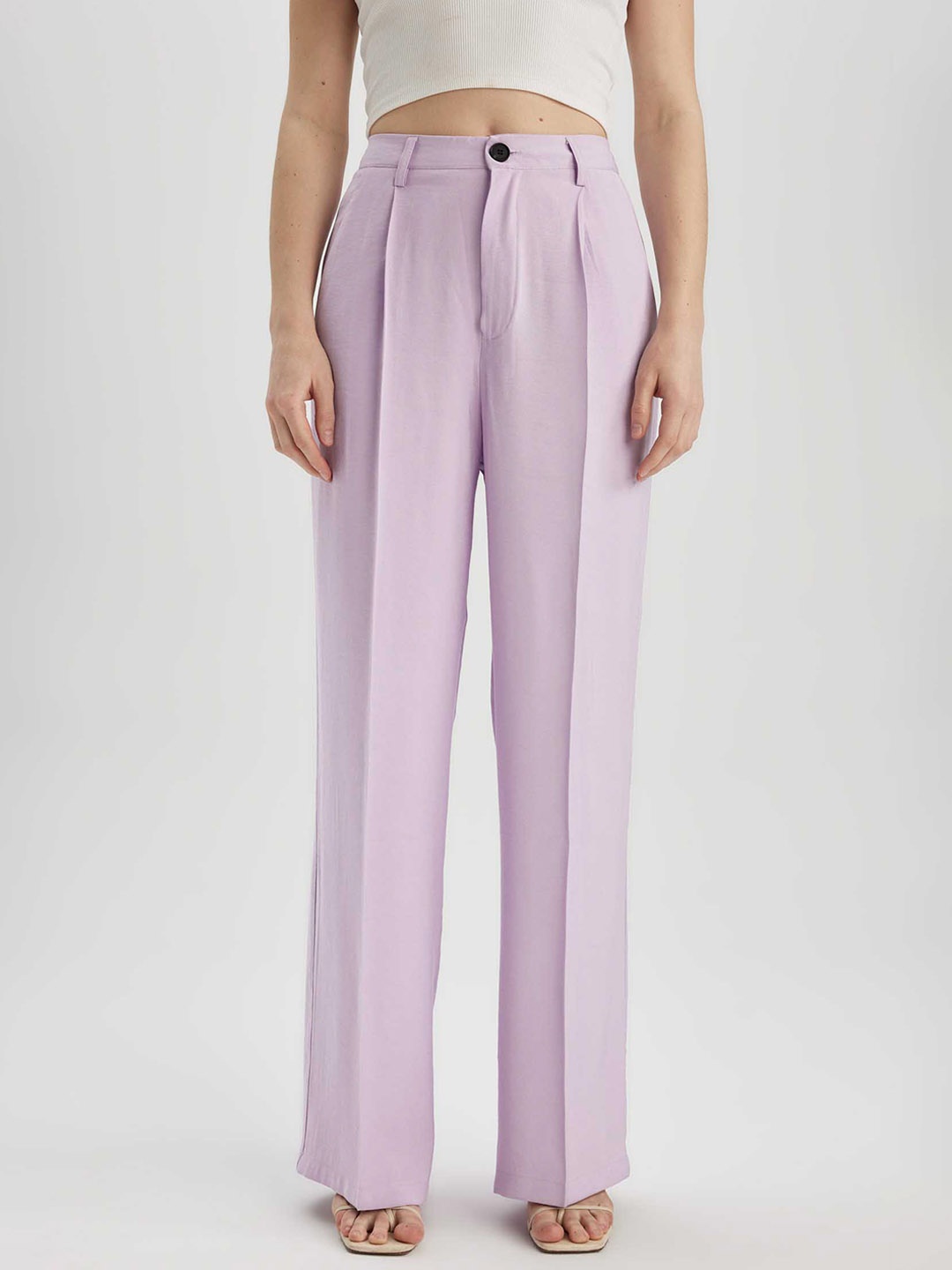 

DeFacto Women Mid-Rise Parallel Trousers, Lavender