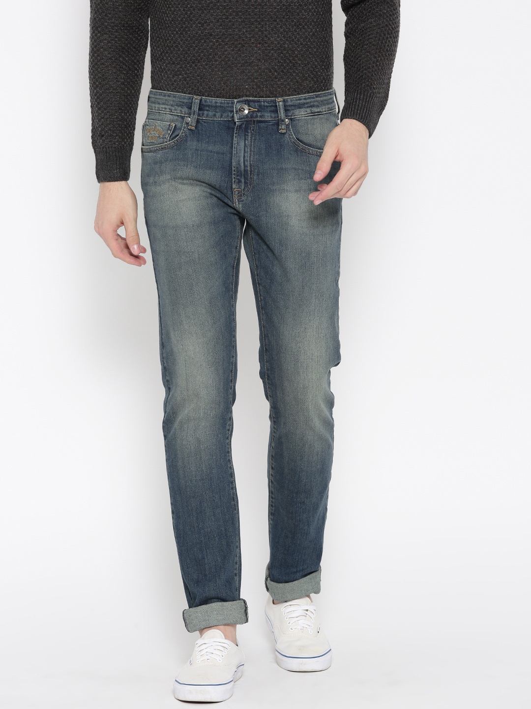 

Pepe Jeans Men Blue Vapour Slim Fit Low-Rise Clean Look Stretchable Jeans