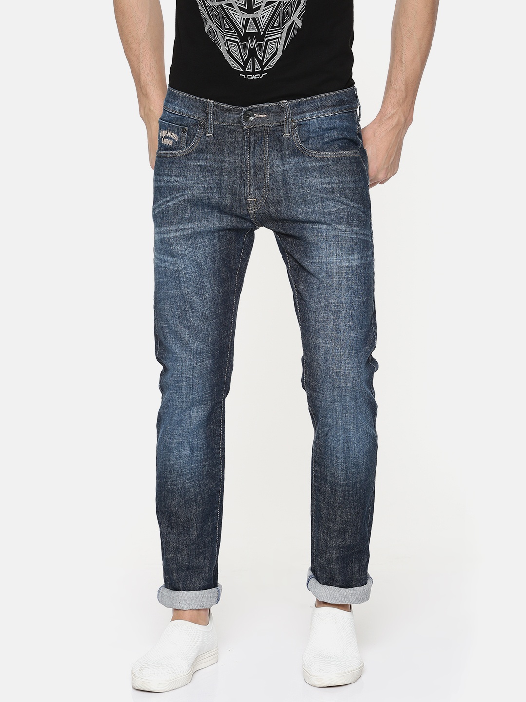 

Pepe Jeans Men Blue Vapour Slim Fit Low-Rise Clean Look Stretchable Jeans