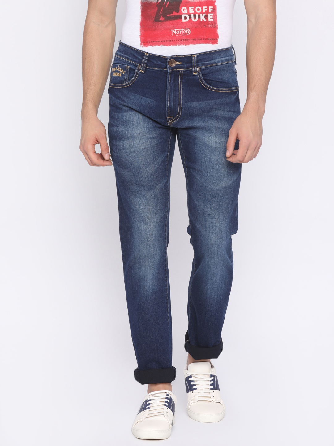 

Pepe Jeans Men Blue Slim Fit Low-Rise Clean Look Stretchable Jeans