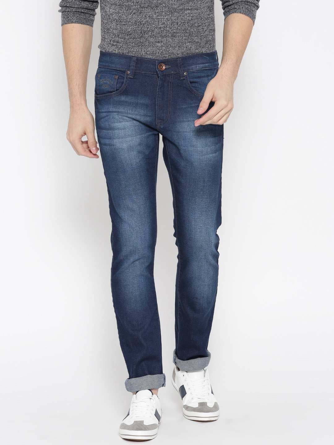 

Pepe Jeans Men Navy Blue Vapour Slim Fit Low-Rise Clean Look Stretchable Jeans