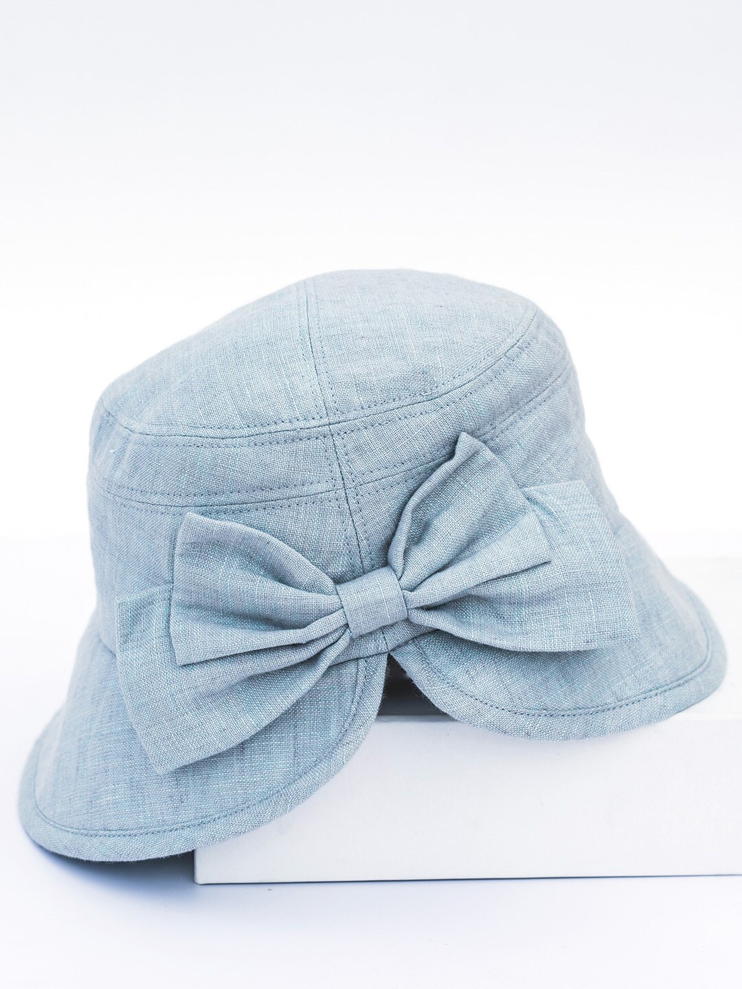 

The Mad Hatters Pure Linen Bow Bucket Hat, Blue