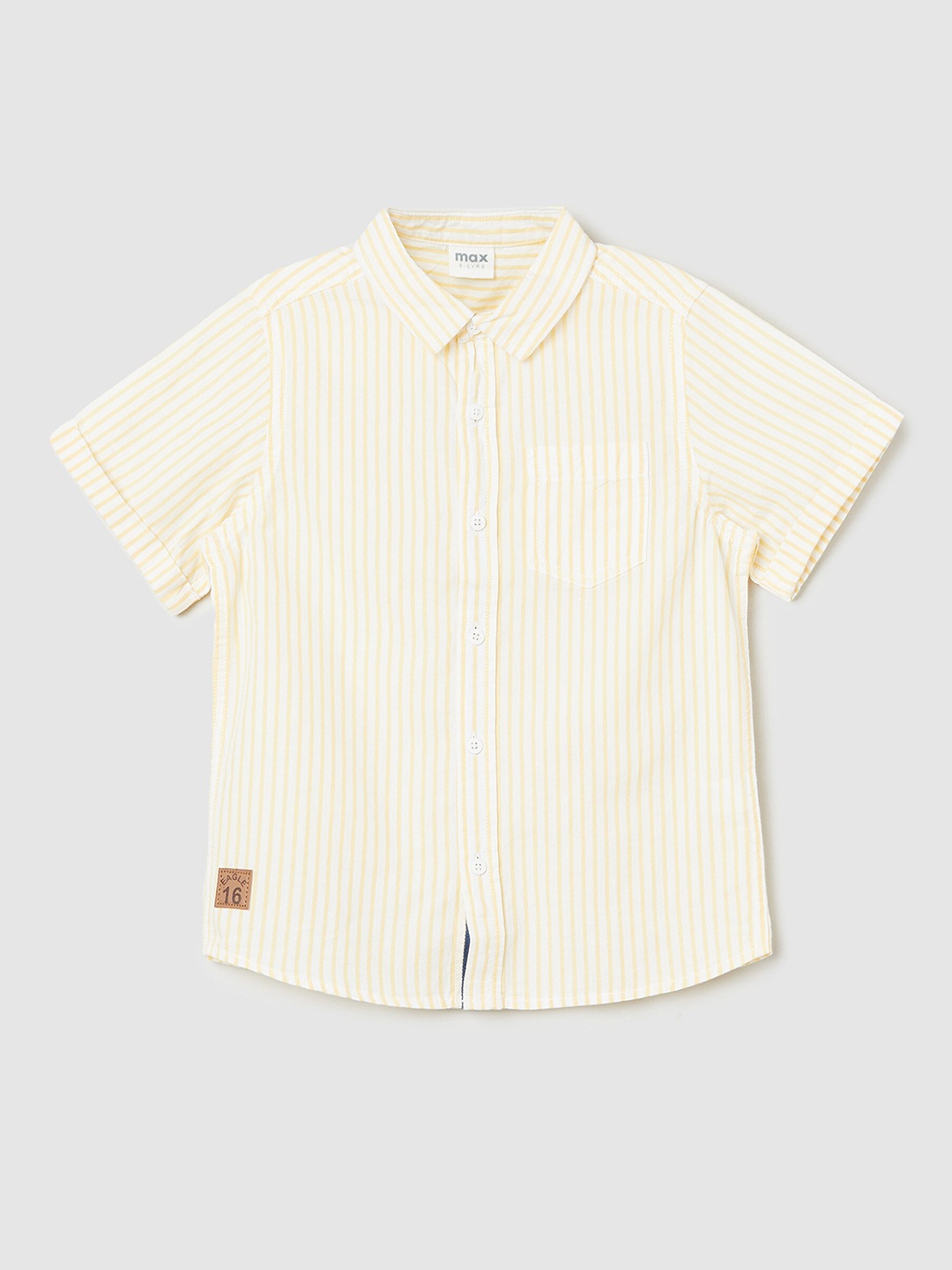

max Boys Striped Pure Cotton Casual Shirt, Yellow