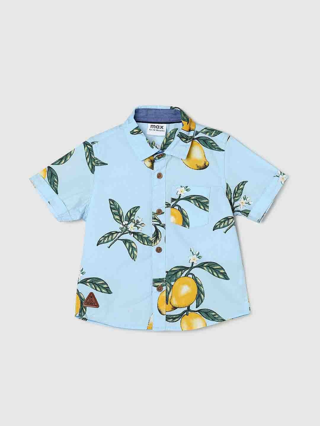 

max Boys Conversational Printed Opaque Pure Cotton Casual Shirt, Blue