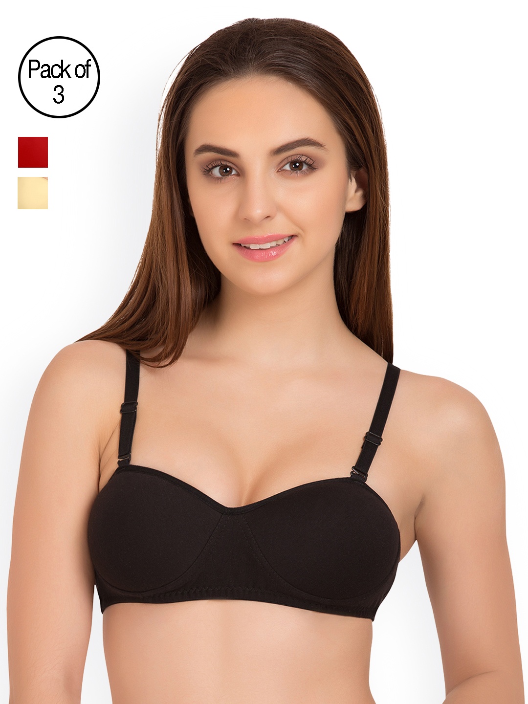 

Tweens Pack of 3 Medium-Coverage T-shirt Bras TW91201, Black