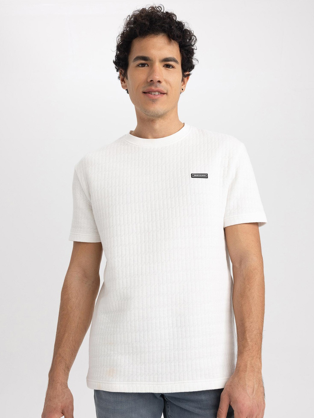 

DeFacto Self Design Round Neck T-shirt, White