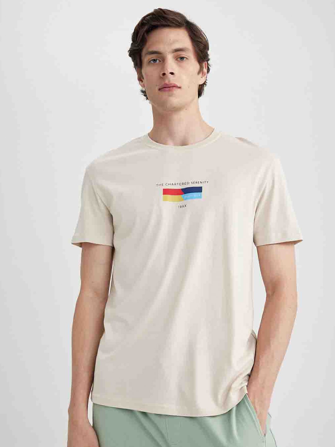 

DeFacto Round Neck T-shirt, Beige