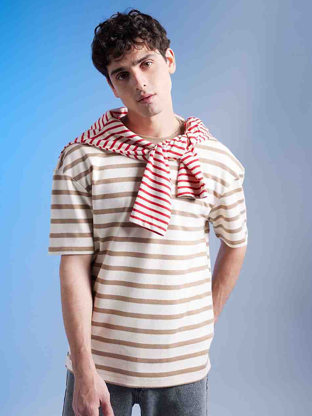 

DeFacto Round Neck Striped T-shirt, Na