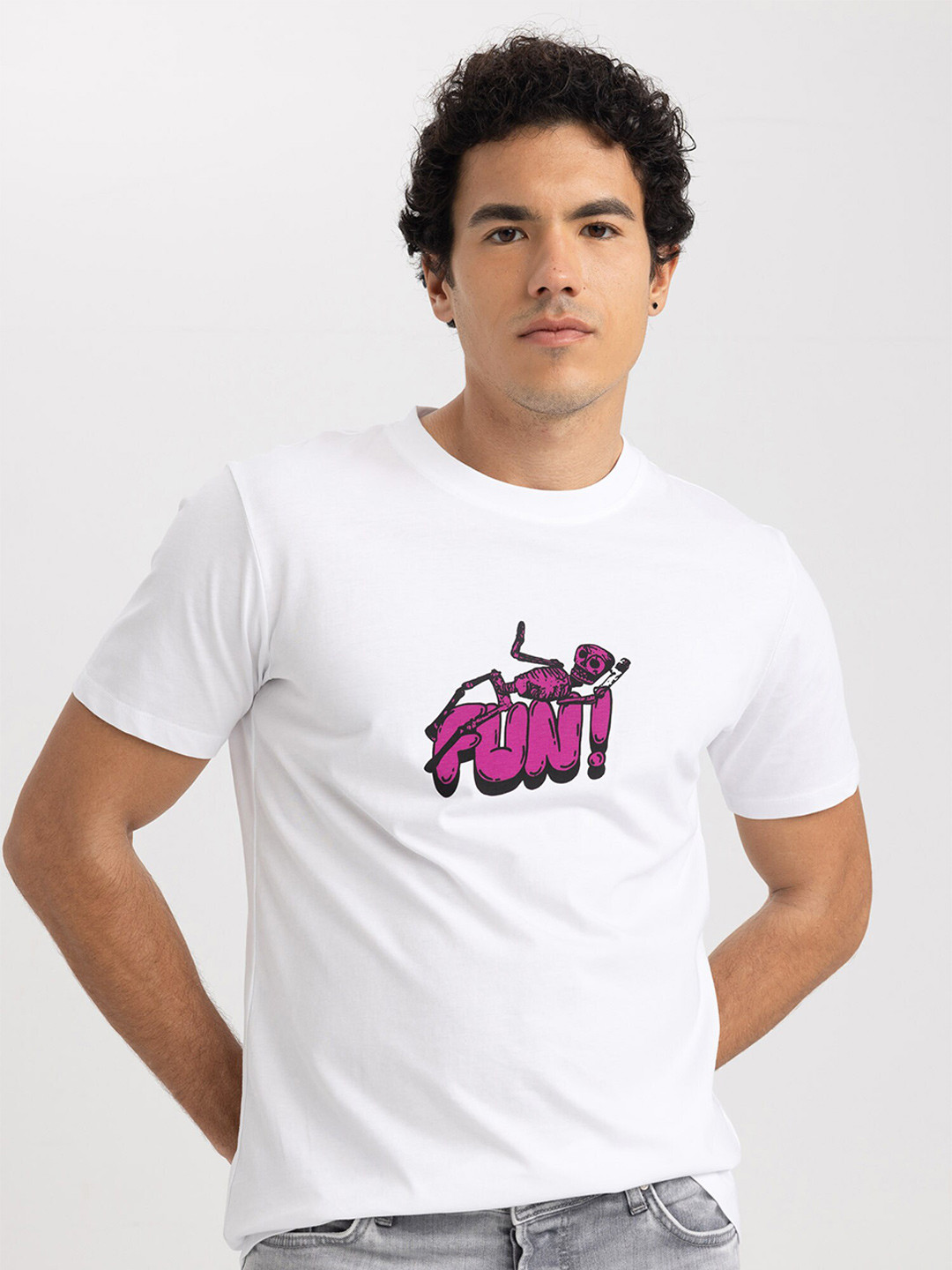 

DeFacto Typography Printed Pure Cotton T-Shirt, White