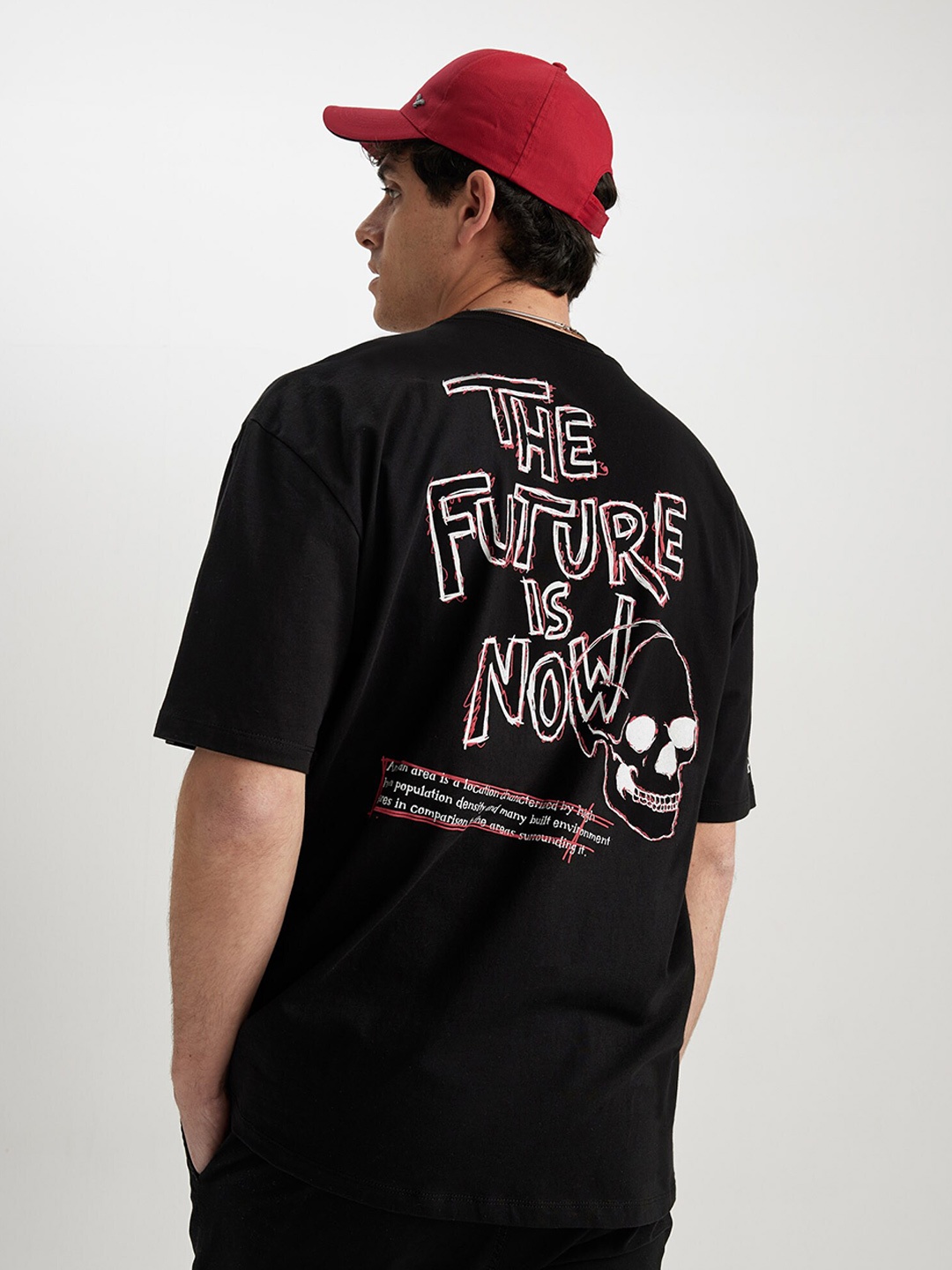 

DeFacto Typography Printed T-shirt, Black