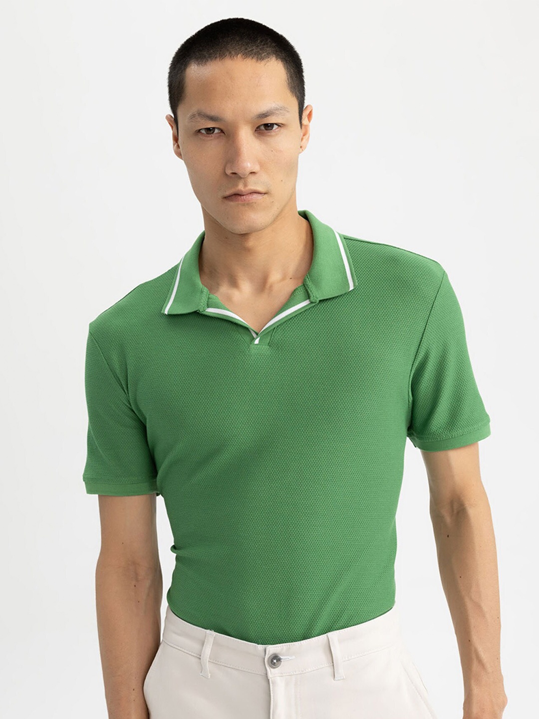 

DeFacto Polo Collar Casual T-shirt, Green