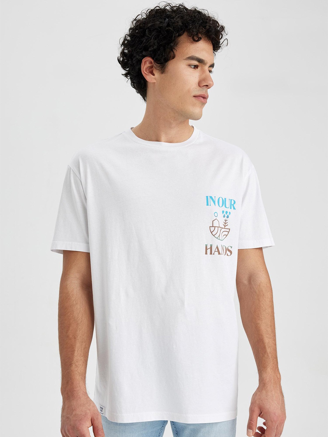 

DeFacto Typography Printed Pure Cotton T-shirt, White