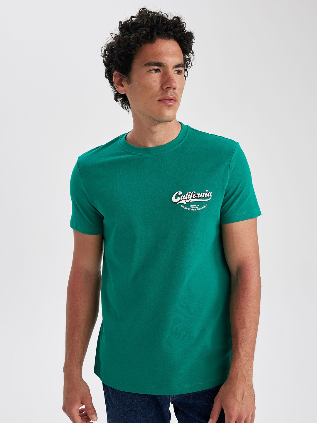 

DeFacto Typography Printed Pure Cotton T-shirt, Green