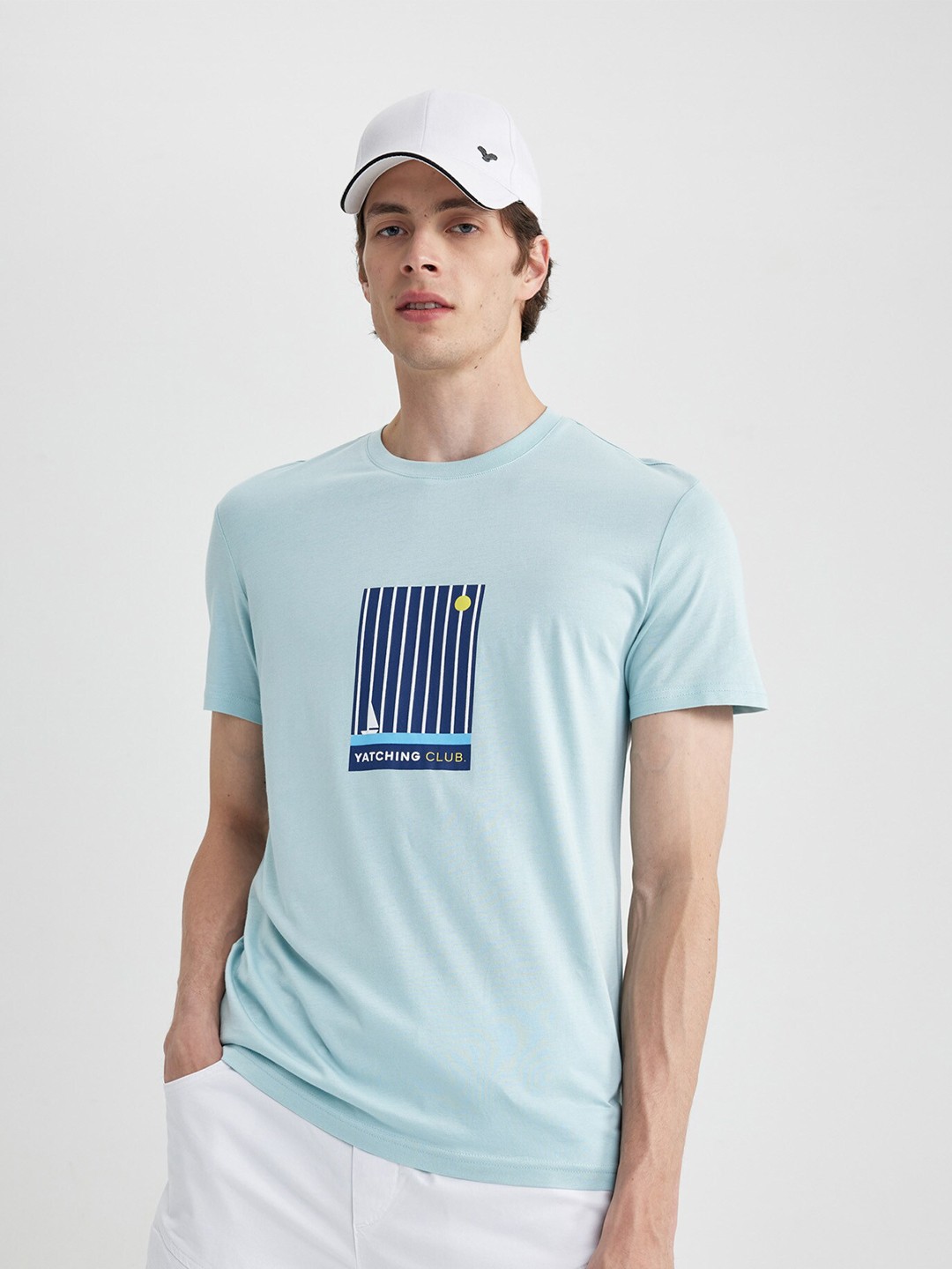

DeFacto Typography Printed Short Sleeves T-shirt, Blue