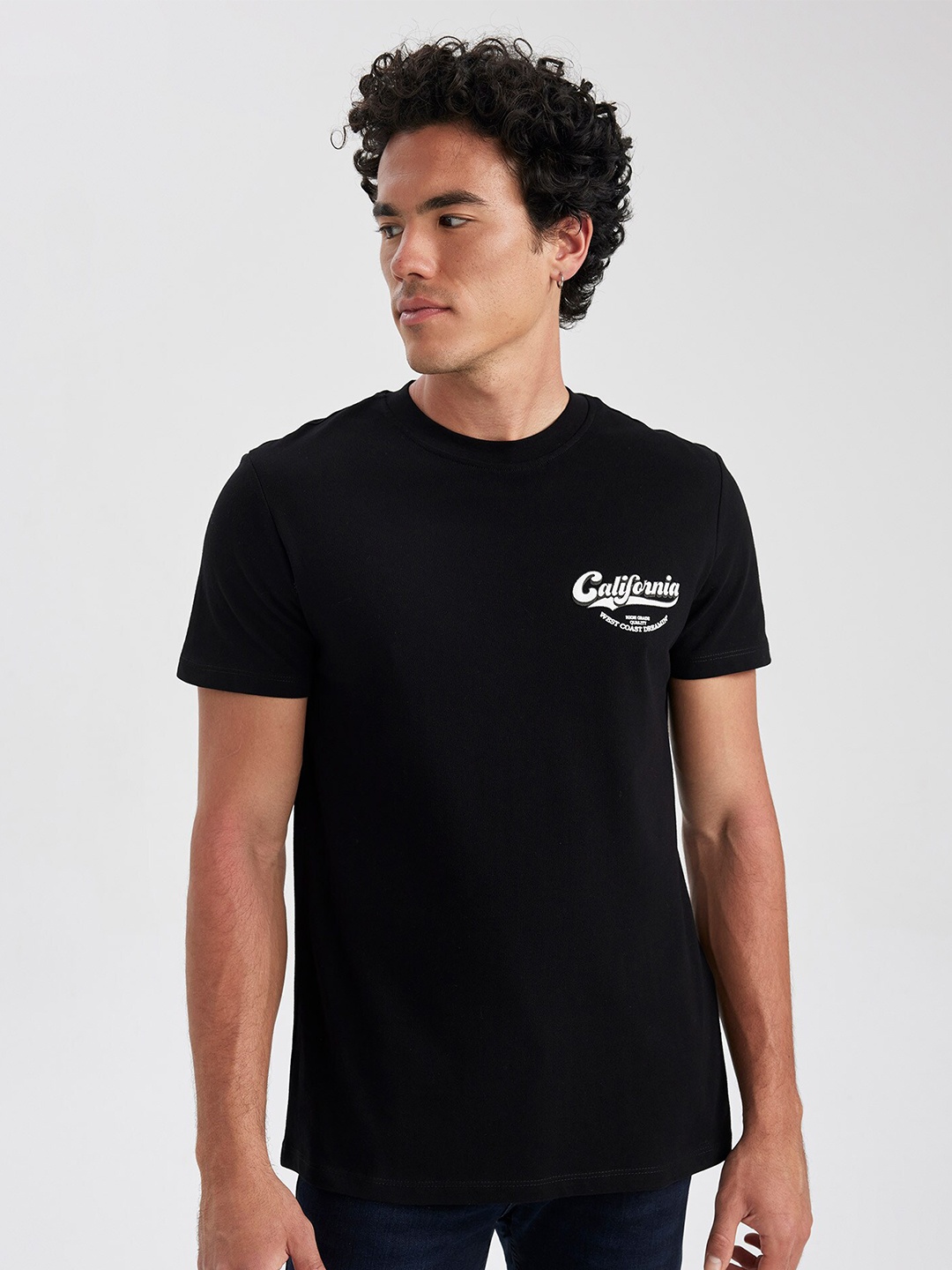 

DeFacto Typography Printed Pure Cotton T-shirt, Black